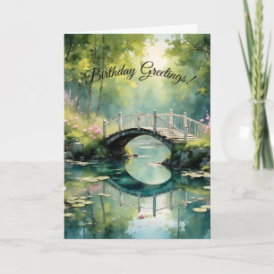 Tarjeta de cumpleaños Puente sobre el estanque de