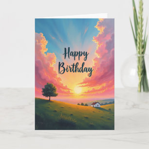 Tarjeta de Cumpleaños Puesta de Sol en el Cielo Ce