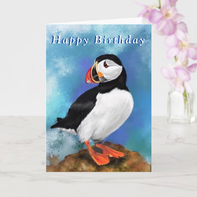 Tarjeta de cumpleaños Puffin (Orquídea)