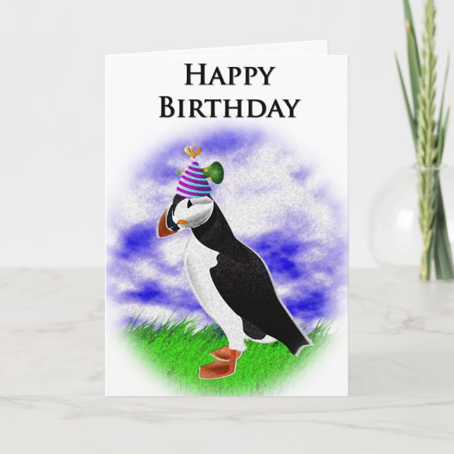 Tarjeta de cumpleaños Puffin (Anverso)