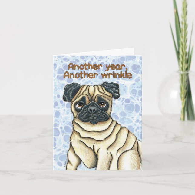 Tarjeta de cumpleaños Pug (Anverso)