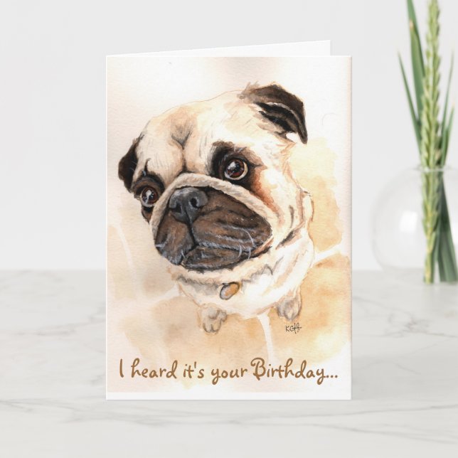 Tarjeta de cumpleaños Pug (Anverso)