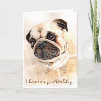 Tarjeta de cumpleaños Pug