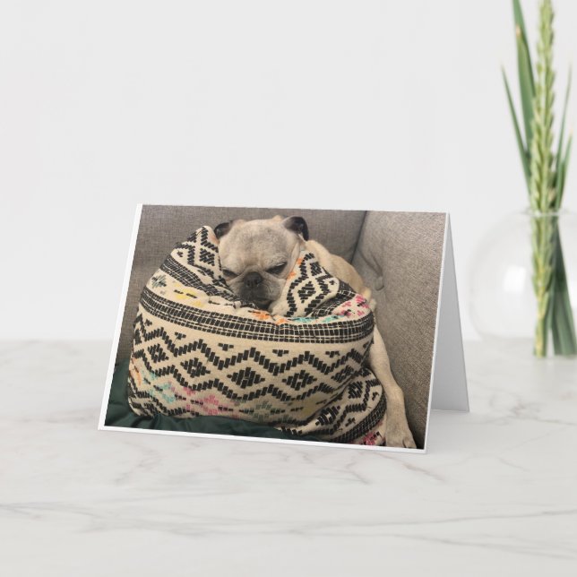 Tarjeta de cumpleaños Pug - Lugar feliz (Anverso)