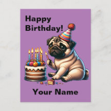 Tarjeta de Cumpleaños Pug Personalizable
