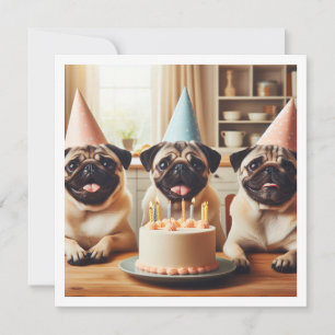 Tarjeta de cumpleaños Pug, tarjeta Pug, Pug