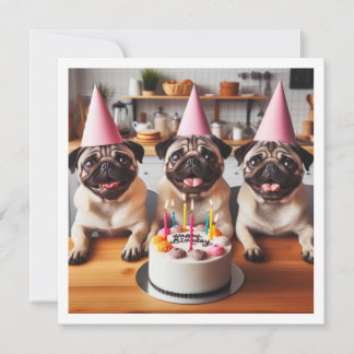 Tarjeta de cumpleaños Pug, tarjeta Pug, Pug