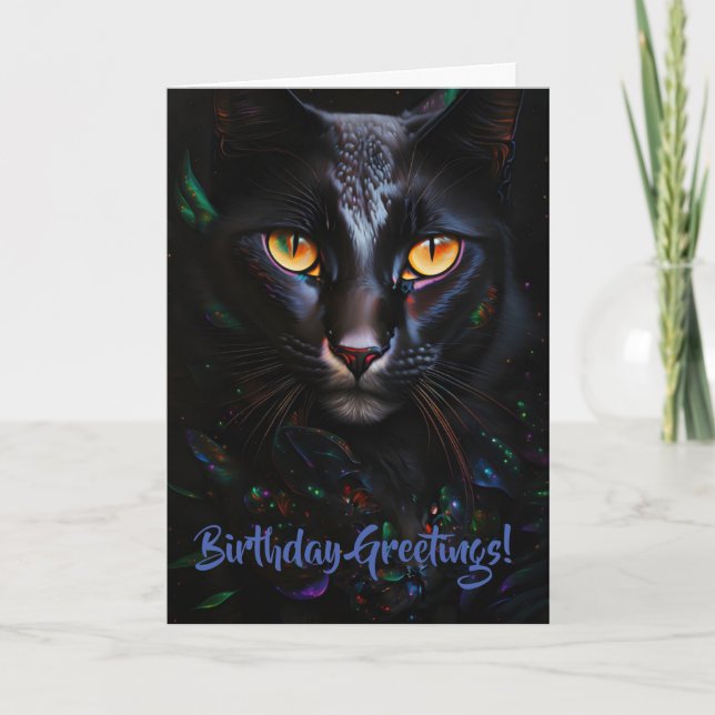 Tarjeta de cumpleaños Pun Grave Black Cat Whimsica (Anverso)