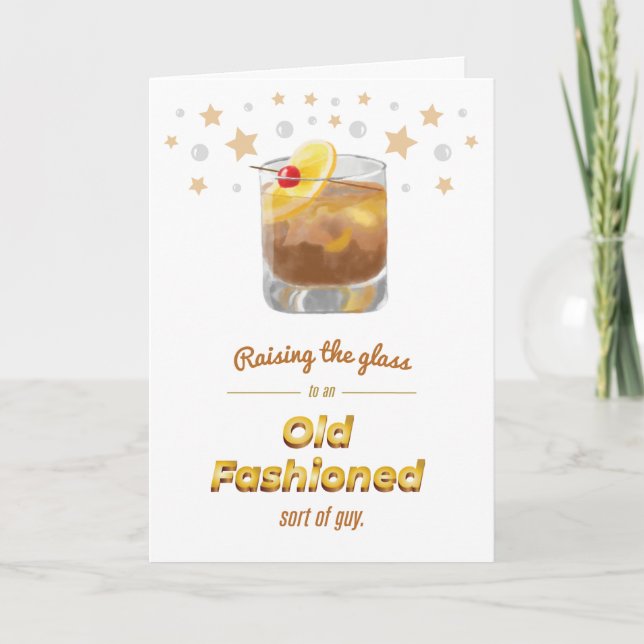 Tarjeta de cumpleaños Punny Whiskey "Antiguo Moda" (Anverso)
