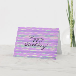 Tarjeta de cumpleaños Purple Aqua Striped Art