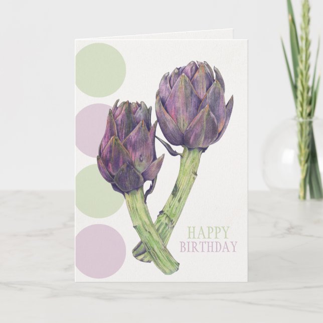 Tarjeta de cumpleaños Purple Artichokes (Anverso)