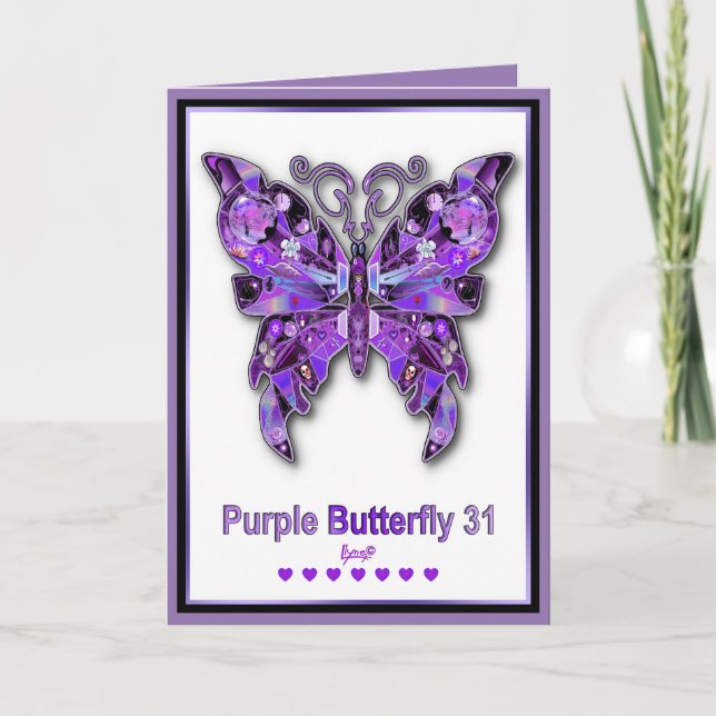 Tarjeta de cumpleaños Purple Butterfly 31 (Anverso)