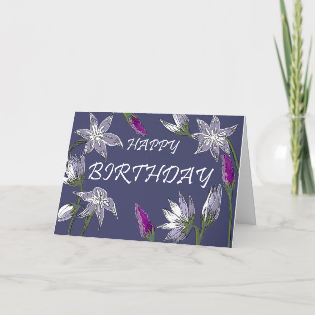 Tarjeta de cumpleaños Purple Floral (Anverso)