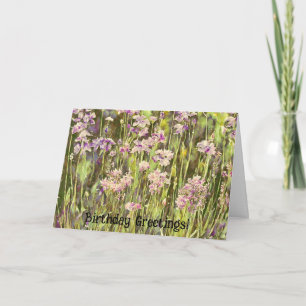 Tarjeta de cumpleaños Purple Flower Garden Art