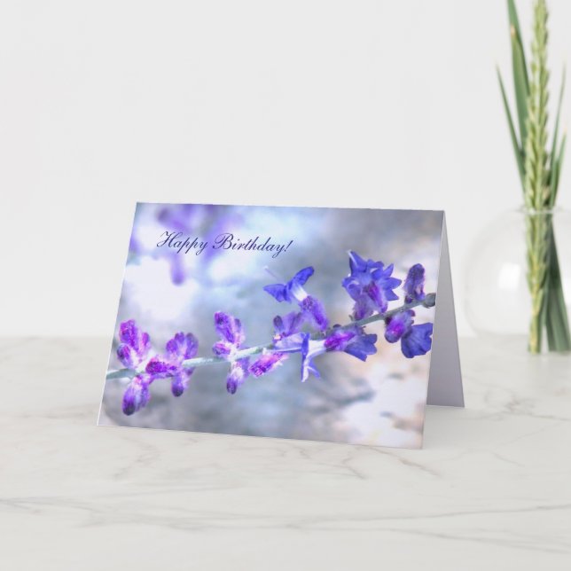 Tarjeta de cumpleaños Purple Flowers (Anverso)