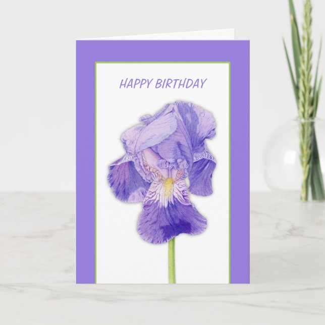 Tarjeta de cumpleaños Purple Iris (Anverso)