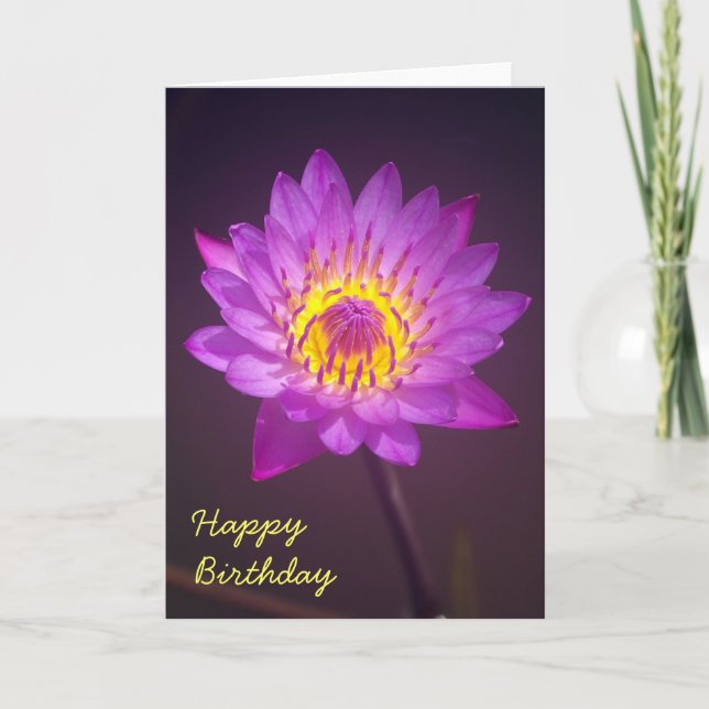 Tarjeta de cumpleaños Purple Lotus Flower (Anverso)