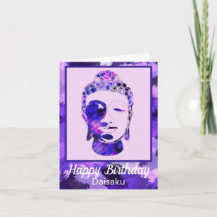 Tarjeta de cumpleaños Purple Motivation Buddha Hea