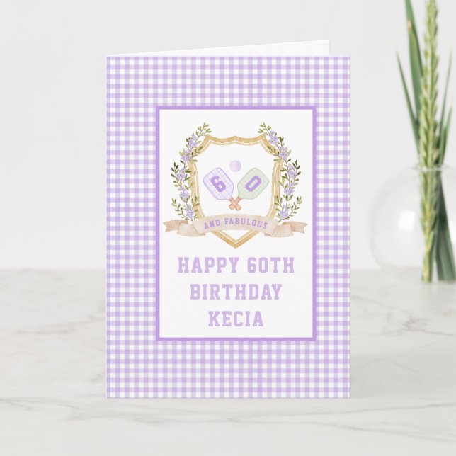 Tarjeta de cumpleaños Purple Pickleball (Anverso)