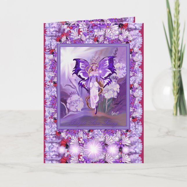 Tarjeta de cumpleaños Purple Sun Fairy (Anverso)
