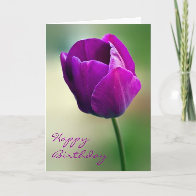 Tarjeta de cumpleaños Purple Tulip (Anverso)