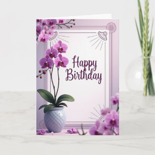 Tarjeta de cumpleaños púrpura alegre