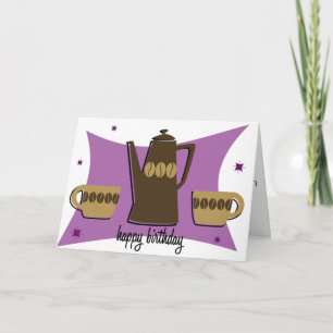Tarjeta de cumpleaños (púrpura) con temática de ca