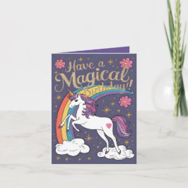 Tarjeta de cumpleaños púrpura de Unicorn