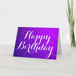 Tarjeta de cumpleaños púrpura metálica feliz con m