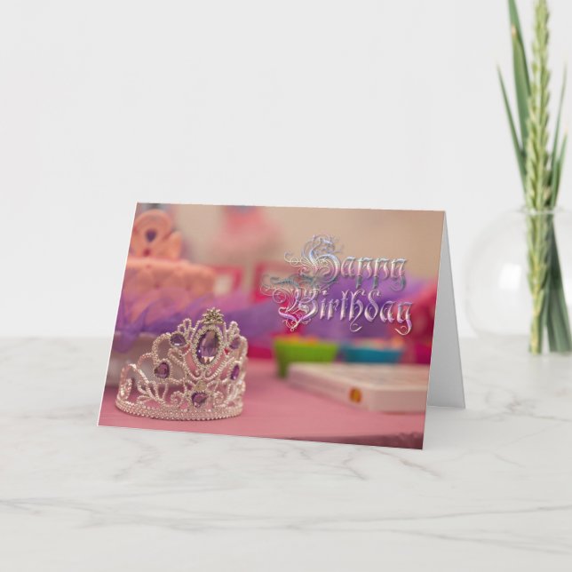 Tarjeta de cumpleaños púrpura rosada de la princes (Anverso)