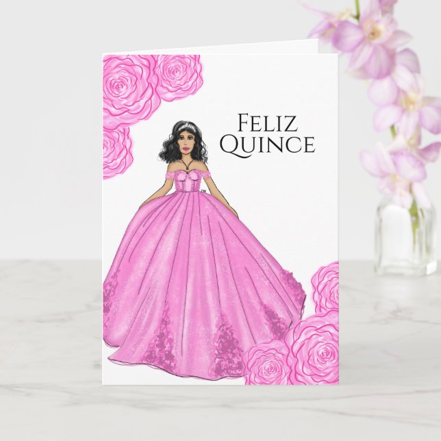Tarjeta de cumpleaños Quinceanera Rosa (Orquídea)