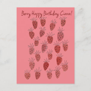 Tarjeta de cumpleaños Quirky Strawberry Pattern