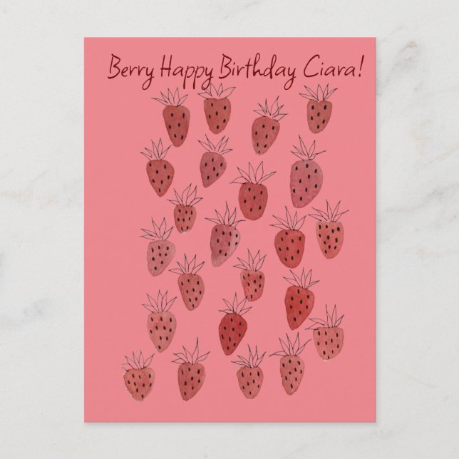 Tarjeta de cumpleaños Quirky Strawberry Pattern (Anverso)