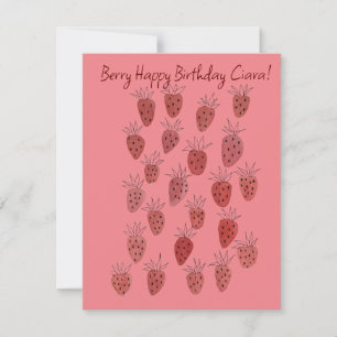Tarjeta de cumpleaños Quirky Strawberry Pattern