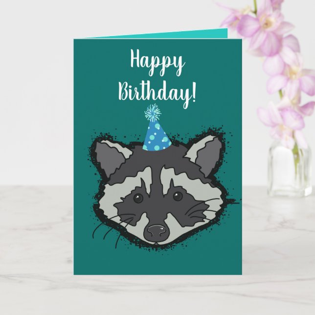Tarjeta de cumpleaños Raccoon (Orquídea)