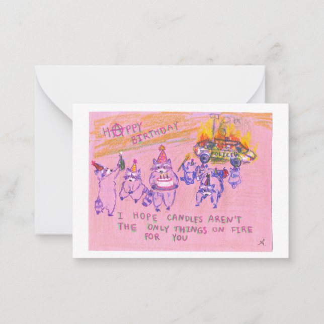 Tarjeta de cumpleaños Raccoons anarquista (Anverso)