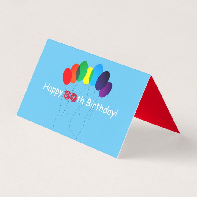 Tarjeta de cumpleaños Rainbow Balloon (Anverso)