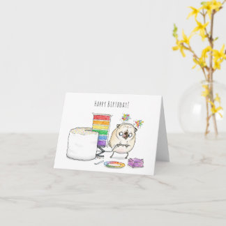 Tarjeta de cumpleaños Rainbow Cake pug