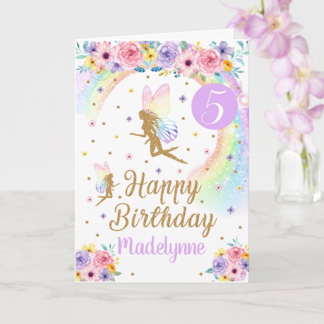 Tarjeta de cumpleaños Rainbow Fairy (Orquídea)