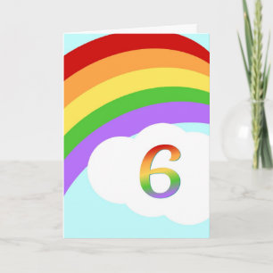 Tarjeta de cumpleaños Rainbow para 6 años