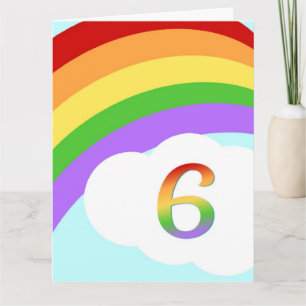 Tarjeta de cumpleaños Rainbow para 6 años