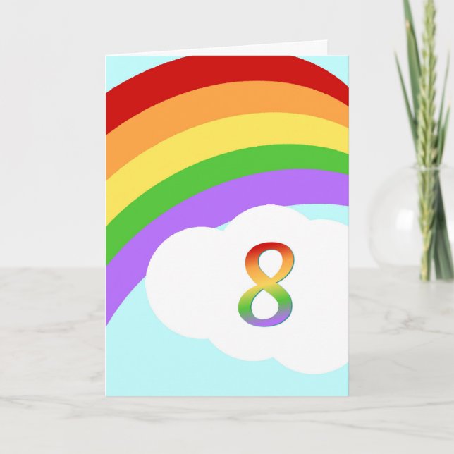 Tarjeta de cumpleaños Rainbow para niño de 8 años (Anverso)