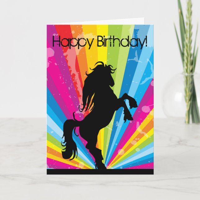Tarjeta de cumpleaños Rainbow Techno Silhouette Ho (Anverso)