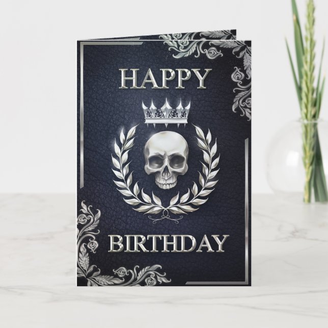 Tarjeta de cumpleaños real azul y plateado del rey (Anverso)
