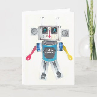 Tarjeta de cumpleaños reciclada del robot