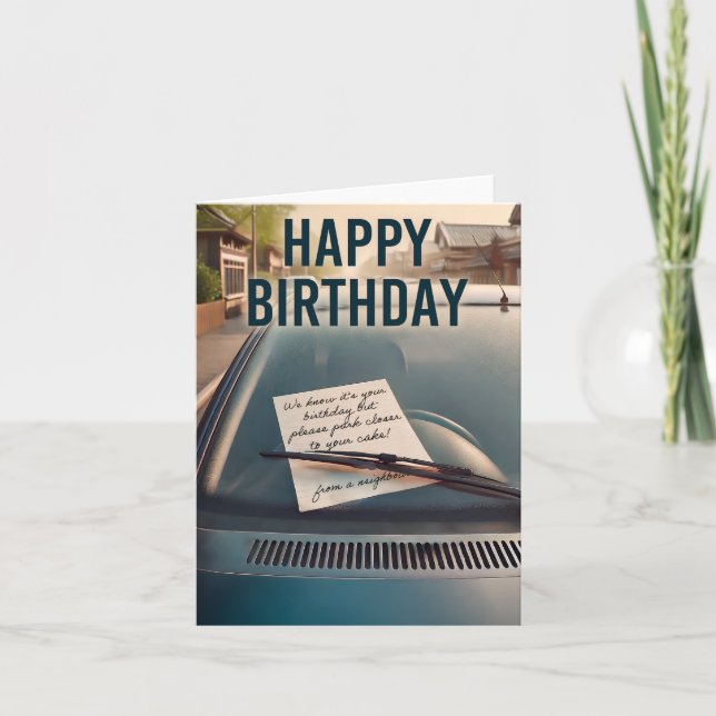 Tarjeta de cumpleaños recordatorio de estacionamie (Anverso)