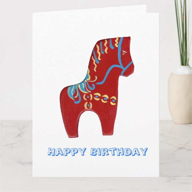 Tarjeta de cumpleaños Red Dala Horse (Anverso)