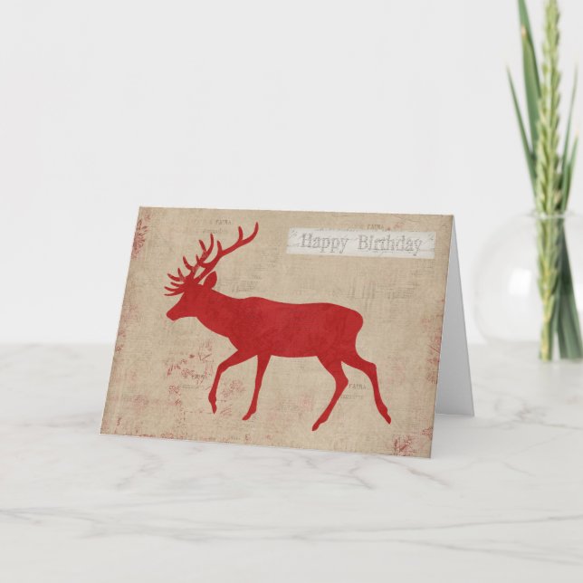 Tarjeta de cumpleaños Red Deer Silhouette (Anverso)