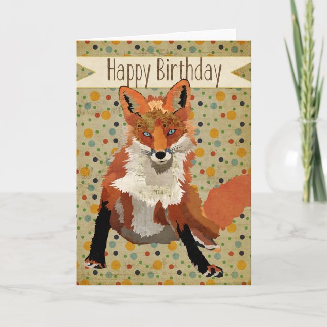 Tarjeta de cumpleaños Red Fox (Anverso)