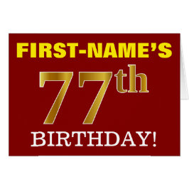 Tarjeta de cumpleaños Red, Imitation Gold "77th BI